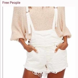 White overall shorts